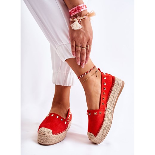 Espadryle damskie Wt1 z klamrą z zamszu na platformie