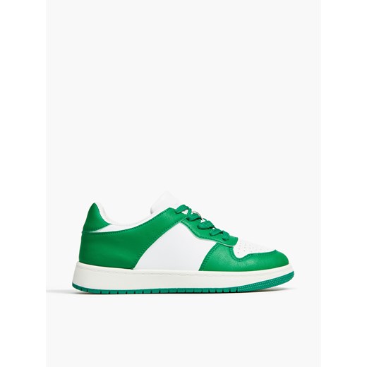 Cropp - Biało-zielone sneakersy - Zielony Cropp 37 Cropp