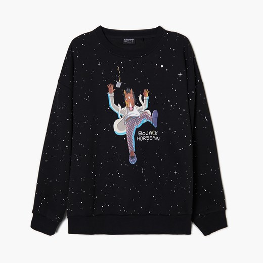 Cropp - Bluza z nadrukiem BoJack Horseman - Czarny Cropp S okazja Cropp