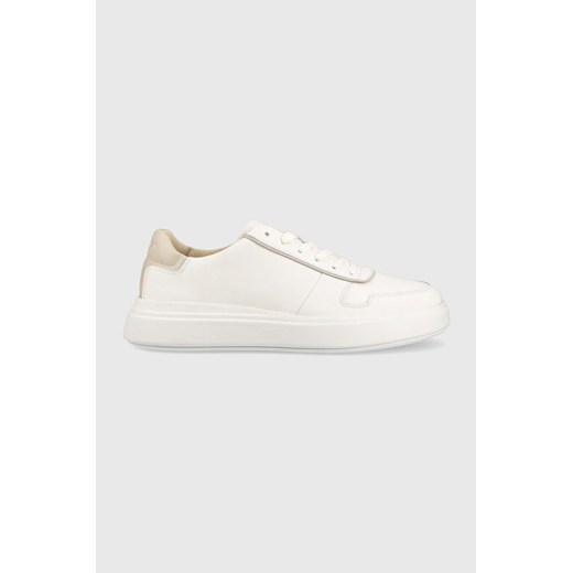Calvin Klein sneakersy skórzane Low Top Lace Up kolor biały ze sklepu ANSWEAR.com w kategorii Buty sportowe męskie - zdjęcie 142418550