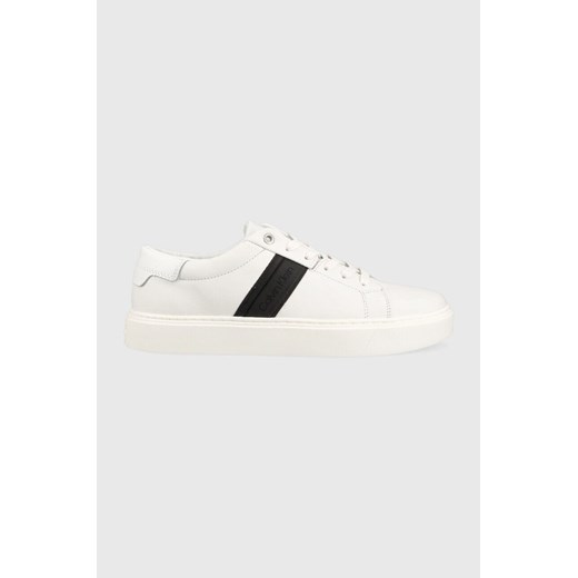 Calvin Klein sneakersy skórzane Low Top Lace Up kolor biały ze sklepu ANSWEAR.com w kategorii Buty sportowe męskie - zdjęcie 142418560