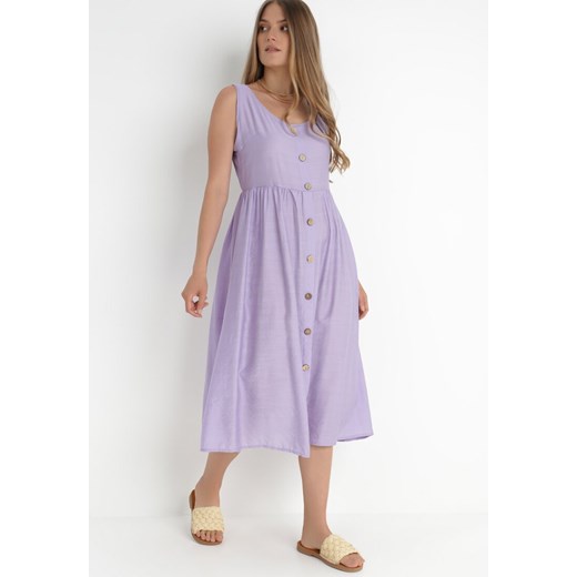 Fioletowa Sukienka z Wiskozy Vonna ze sklepu Born2be Odzież w kategorii Sukienki - zdjęcie 142429463