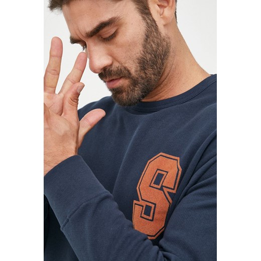 Selected Homme bluza bawełniana męska kolor granatowy z nadrukiem Selected Homme L ANSWEAR.com