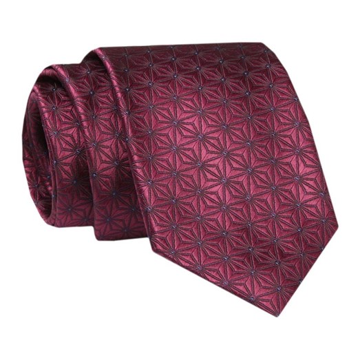 Męski Krawat - ALTIES - Klasyczny - Bordo w Figury Geometryczne KRALTS0720 ze sklepu JegoSzafa.pl w kategorii Krawaty - zdjęcie 142461853