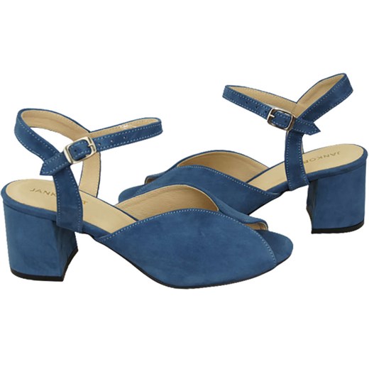 Sandały damskie Elitabut eleganckie z klamrą niebieskie na lato na obcasie ze skóry 