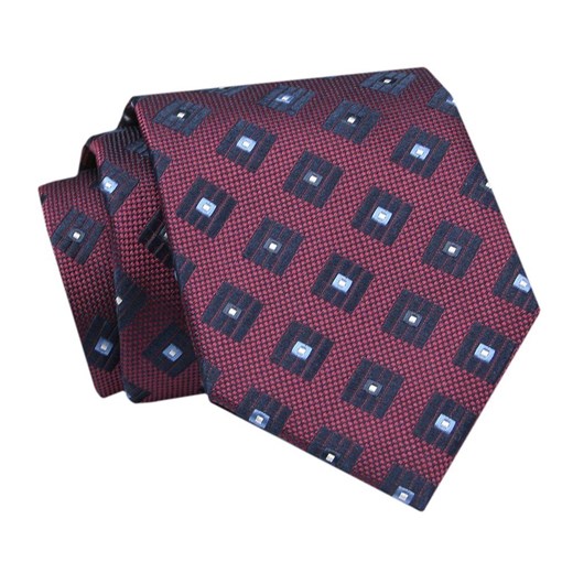 Krawat - ALTIES - Bordowy, Figury Geometryczne KRALTS0737 ze sklepu JegoSzafa.pl w kategorii Krawaty - zdjęcie 142509514