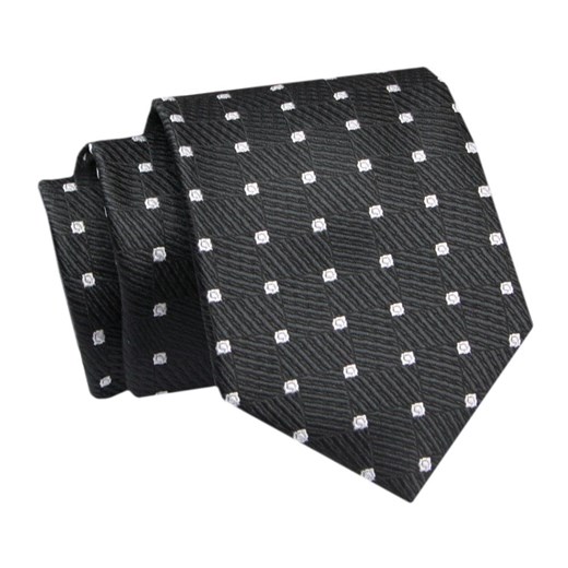 Krawat - ALTIES - Czarny w Białe Groszki KRALTS0750 ze sklepu JegoSzafa.pl w kategorii Krawaty - zdjęcie 142509522