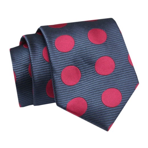 Krawat - ALTIES - Granat z Czerwonymi Grochami KRALTS0735 ze sklepu JegoSzafa.pl w kategorii Krawaty - zdjęcie 142509540