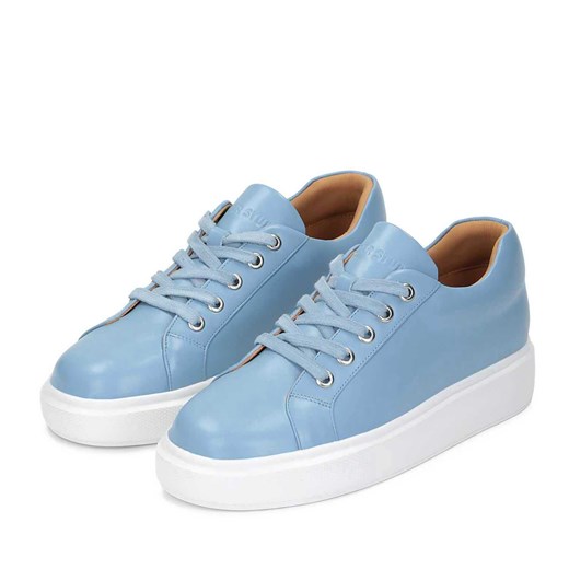 Błękitne skórzane sneakersy damskie na białej podeszwie Kazar 36 wyprzedaż Kazar