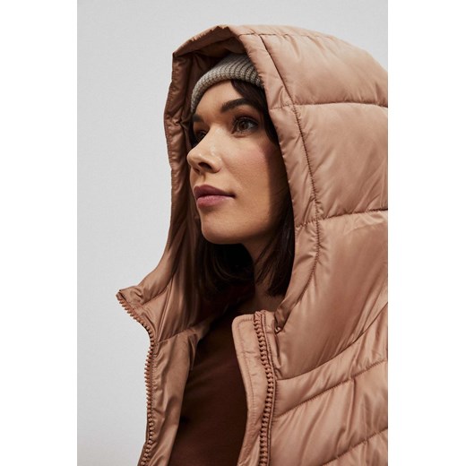 Kamizelka damska brązowa Moodo.pl poliestrowa długa casual 