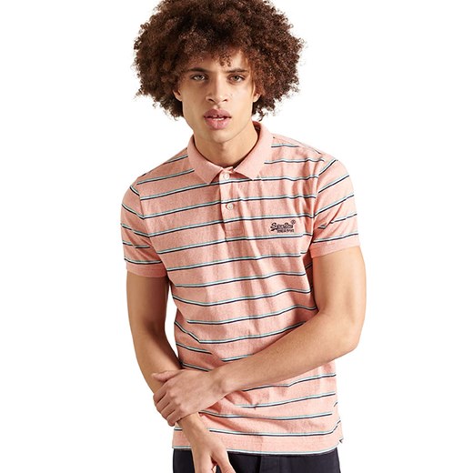 Koszulka polo "Vintage Feeder Stripe" w kolorze jasnoróżowym ze wzorem Superdry S promocja Limango Polska
