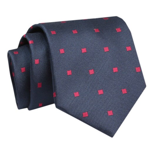Krawat - ALTIES - Granat w Czerwone Kwadraciki KRALTS0786 ze sklepu JegoSzafa.pl w kategorii Krawaty - zdjęcie 142557084
