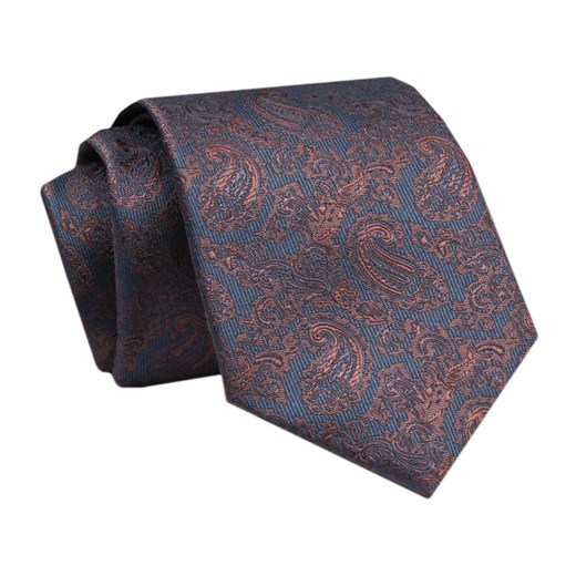 Krawat - ALTIES - Granatowo Brązowy, Wzór Paisley KRALTS0781 ze sklepu JegoSzafa.pl w kategorii Krawaty - zdjęcie 142557094