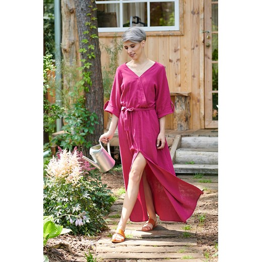 Długa sukienka z wiązaniem Raspberry Love, S/M L/XL wyprzedaż NAOKO