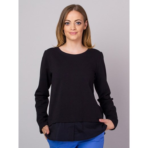 Czarna bluzka long sleeve z łączoną czarną tkaniną Willsoor L Willsoor okazja