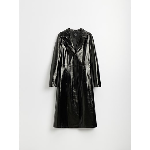 Lakierowany płaszcz z imitacji skóry czarny - Czarny House XS House