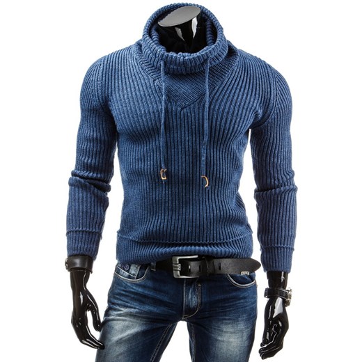 Sweter (wx0481) - Niebieski dstreet niebieski akryl