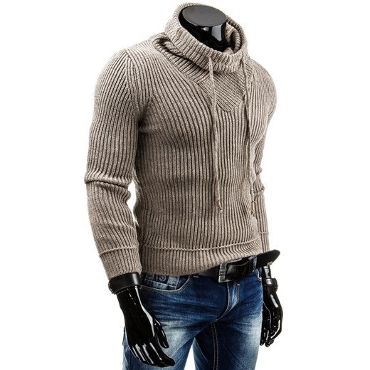 Sweter (wx0478) - Beżowy dstreet brazowy akryl