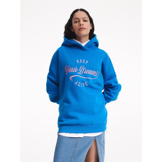 Reserved - Bluza oversize z kapturem - Turkusowy Reserved S Reserved
