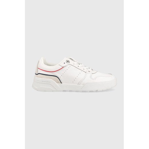 Tommy Hilfiger sneakersy skórzane Low Cut Basket kolor biały ze sklepu ANSWEAR.com w kategorii Buty sportowe damskie - zdjęcie 142651161