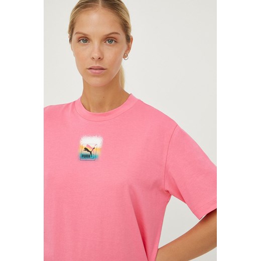 Puma t-shirt bawełniany kolor różowy Puma XS ANSWEAR.com