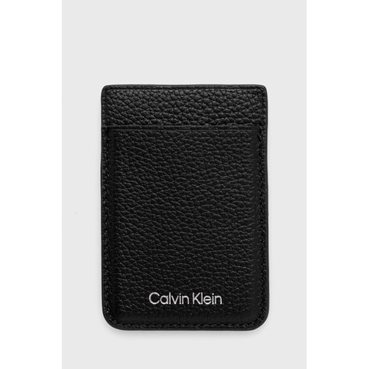 Calvin Klein etui na kartę skórzane + brelok kolor czarny ze sklepu ANSWEAR.com w kategorii Portfele męskie - zdjęcie 142727382