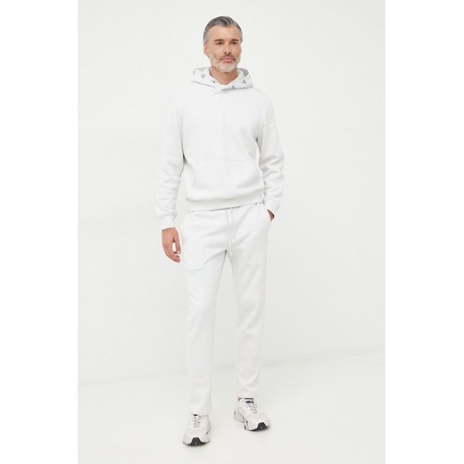 Calvin Klein Jeans bluza męska kolor szary z kapturem gładka L ANSWEAR.com