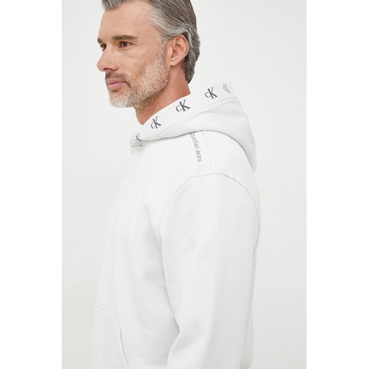 Calvin Klein Jeans bluza męska kolor szary z kapturem gładka M ANSWEAR.com