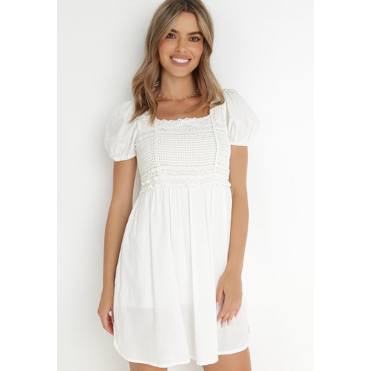 Biała Sukienka Bawełniana Xyle ze sklepu Born2be Odzież w kategorii Sukienki - zdjęcie 142753414