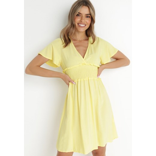 Żółta Sukienka z Wiskozy Gulpari ze sklepu Born2be Odzież w kategorii Sukienki - zdjęcie 142753471