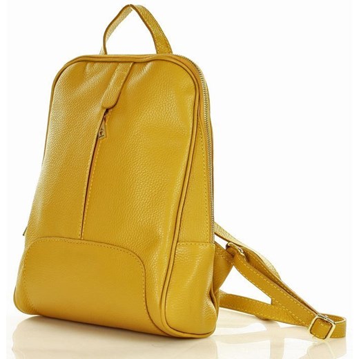 Plecak skórzany włoski MAZZINI - Capri Elegante skóra dollaro żółty mustard Genuine Leather uniwersalny wyprzedaż Verostilo