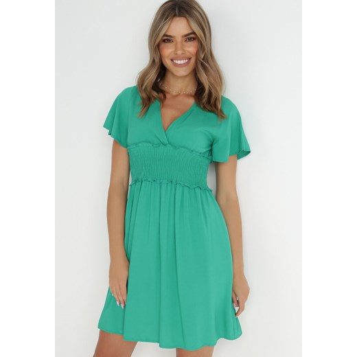 Zielona Sukienka z Wiskozy Gulpari ze sklepu Born2be Odzież w kategorii Sukienki - zdjęcie 142759833
