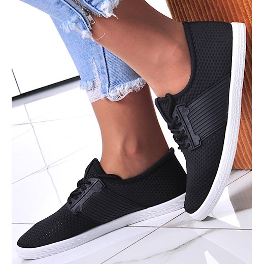Wsuwane damskie buty sportowe czarne /G12-2 12369 T290/ ze sklepu Pantofelek24.pl w kategorii Trampki damskie - zdjęcie 142799133