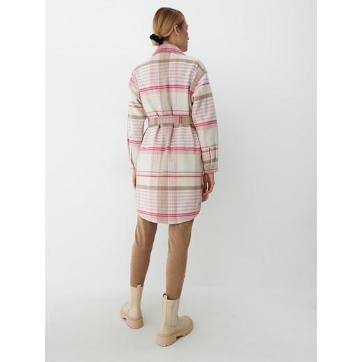 Mohito - Płaszcz w kratę z wiązaniem - Kremowy Mohito 40 Mohito