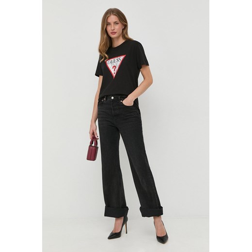 Guess t-shirt bawełniany kolor czarny W2BI69 K8FQ1 ze sklepu ANSWEAR.com w kategorii Bluzki damskie - zdjęcie 142848334