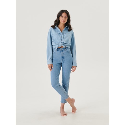 Sinsay - Jeansy mom high waist - Niebieski Sinsay 42 Sinsay