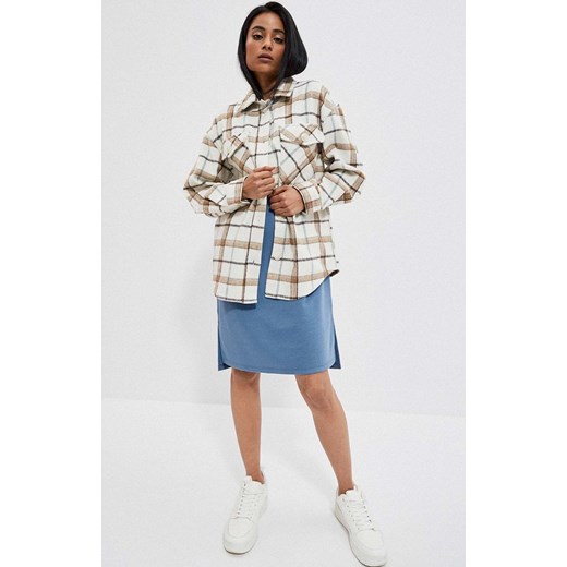 Koszulowa kurtka oversize 3910, Kolor ecru, Rozmiar XS, Moodo S Primodo