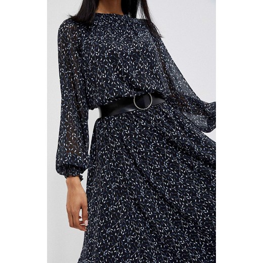 Sukienka z paskiem 3903, Kolor czarny-wzór, Rozmiar XS, Moodo XL Primodo