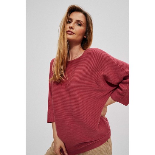 Sweter typu nietoperz różany ze sklepu Moodo.pl w kategorii Swetry damskie - zdjęcie 142869331