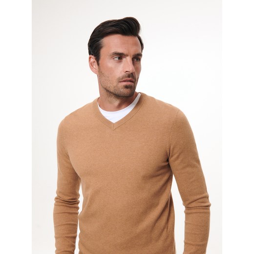 Reserved - Sweter z dekoltem V - Brązowy Reserved M Reserved
