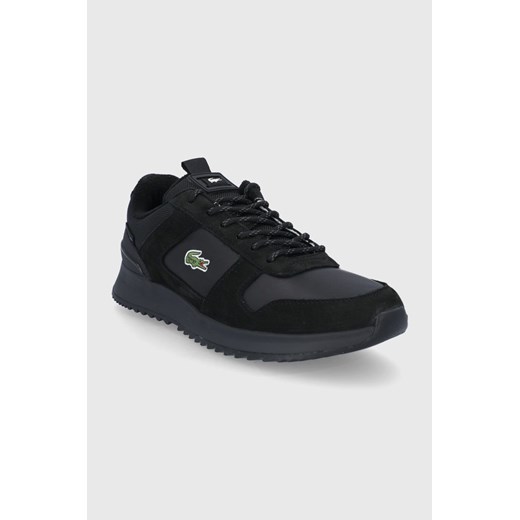 Czarne buty sportowe męskie Lacoste jesienne sznurowane