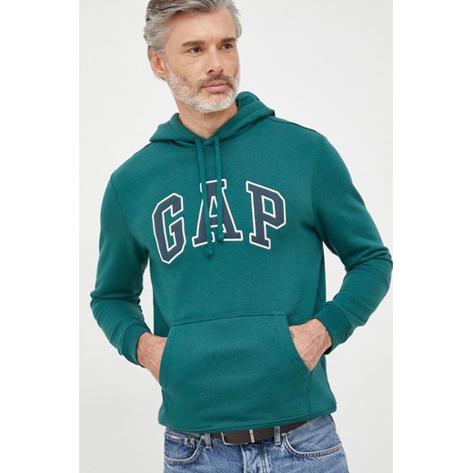 GAP bluza męska kolor zielony z kapturem z aplikacją Gap XXL ANSWEAR.com