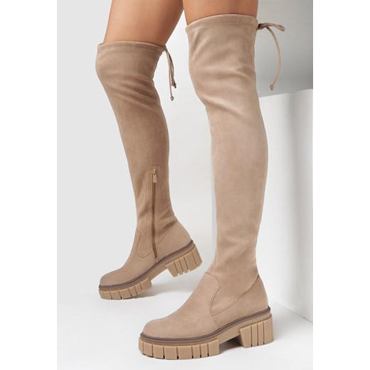 Ciemnobeżowe Kozaki Hibaba 38 okazja born2be.pl