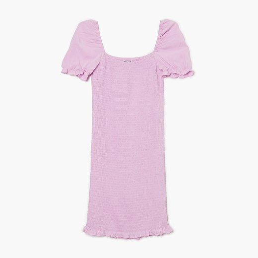 Cropp - Pastelowa sukienka z bufiastymi rękawami - Fioletowy Cropp XL okazja Cropp