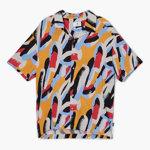 Cropp - Kolorowa koszula z krótkim rękawem - Beżowy Cropp XL wyprzedaż Cropp