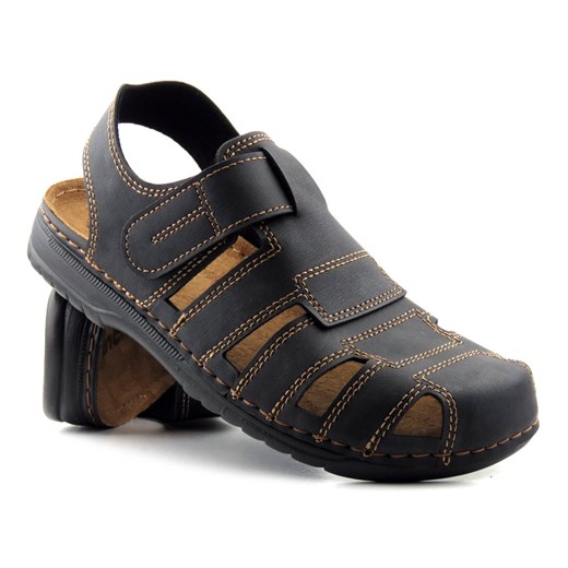 Lekkie sandały męskie zabudowane - INBLU 35-20, czarne ze sklepu ulubioneobuwie w kategorii Sandały męskie - zdjęcie 142979583