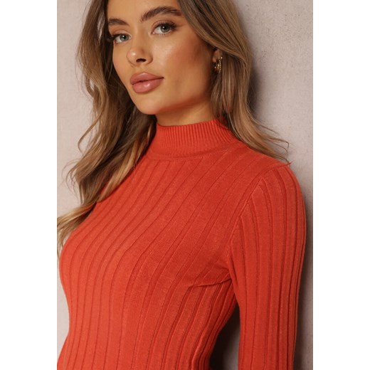 Pomarańczowy Golf Prążkowany Sofija Renee S okazyjna cena Renee odzież
