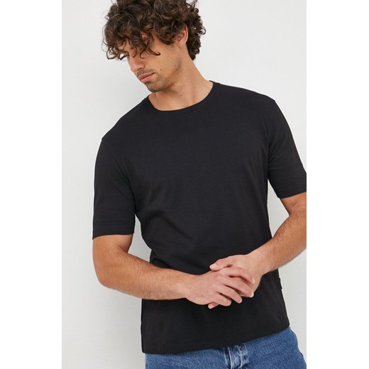 Sisley t-shirt męski kolor czarny gładki ze sklepu ANSWEAR.com w kategorii T-shirty męskie - zdjęcie 142989390