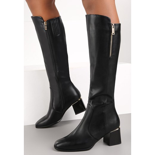 Czarne Kozaki przed Kolano na Słupku Johanne Renee 36 promocyjna cena renee.pl