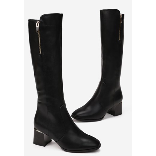 Czarne Kozaki przed Kolano na Słupku Johanne Renee 39 promocja renee.pl